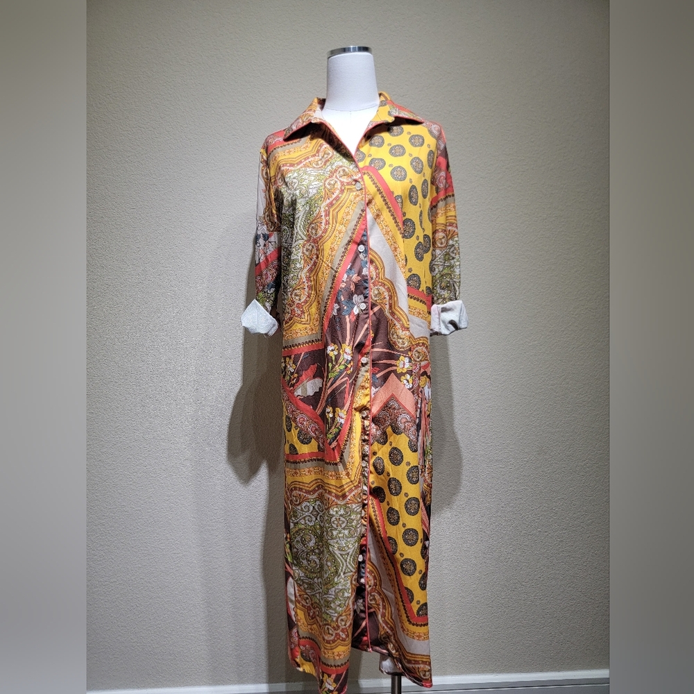 Paisley Print Midi Dress - Multicolor